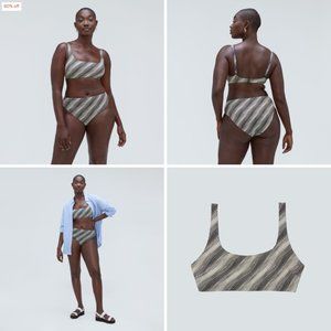Everlane Square-Neck Bikini Top + High-Rise Hipster bottom striped black & white